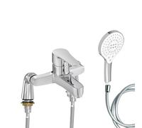 Mitigeur baignoire JACOB DELAFON July + pommeau de douche Metro signature + flexible de douche lisse + colonnettes Idro'Flex