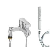 Mitigeur baignoire JACOB DELAFON July + pommeau de douche Shift+ carré + flexible de douche lisse + colonnettes Idro'Flex