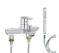 Mitigeur baignoire JACOB DELAFON July+ + pommeau de douche Shift+ carré + flexible de douche lisse + colonnettes Idro'Flex