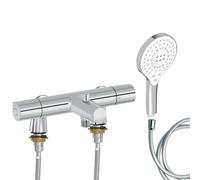 Mitigeur baignoire JACOB DELAFON Simone + pommeau de douche Metro signature + flexible de douche lisse + colonnettes Idro'Flex