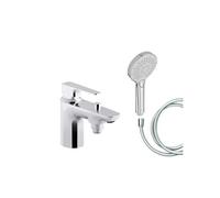 Mitigeur baignoire mécanique Aleo+ - Pommeau Metro - Flexible lisse - Chromé