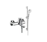 Mitigeur baignoire mécanique Focus chromé + pack pommeau de douche Crometta 2 jets + flexible + barre