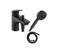 Mitigeur baignoire mécanique Logis C2 + pack pommeau Pulsify Select 3 jets EcoSmart + flexible Isiflex 160 cm noir mat