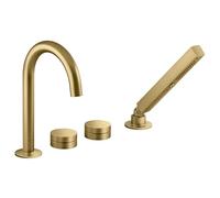 Mitigeur baignoire mécanique sur gorge JACOB DELAFON Grands Boulevards laiton brossé + pommeau de douche 2 jets + corps encastré