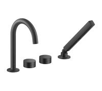 Mitigeur baignoire mécanique sur gorge JACOB DELAFON Grands Boulevards noir mat + pommeau de douche 2 jets + corps encastré