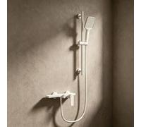 Mitigeur Baignoire Mural Cascade Mitigeur Bain Douche Mural Entraxe 150 Robinet Salle Bain avec Barre de Douche,Blanc