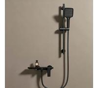 Mitigeur Baignoire Mural Cascade Mitigeur Bain Douche Mural Entraxe 150 Robinet Salle Bain avec Barre de Douche,Noir