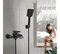 Mitigeur Baignoire Noir, Mitigeur Baignoire Noir avec Douchette Support et Flexible 1.5m pour les Familles les écoles les Hôtels Divers Lieux