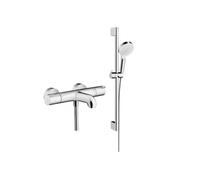 Mitigeur baignoire thermostatique Ecostat 1001 CL chromé + pack pommeau de douche Crometta 2 jets + flexible + barre