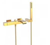 Mitigeur bain avec cascade. Douchette à main anticalcaire avec support orientabl - TRES 0071700203OR
