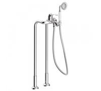 Mitigeur bain avec prises d'eau au niveau du sol. Douchette à main anticalcaire. Flexible double agrafage - TRES 24219402