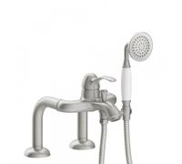 Mitigeur bain d’étagère Douchette à main anticalcaire avec Flexible double agrafage Acier - TRES 24219401AC