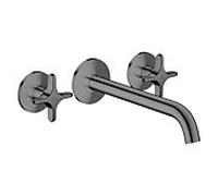 Mitigeur bain/douche 3 trous AXOR hansgrohe One 48430330 encastré, saillie 220 mm, pour montage mural, avec poignée en croix, chrome noir poli