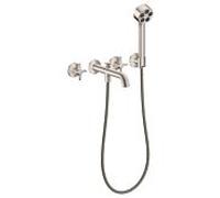 Mitigeur bain/douche 3 trous AXOR hansgrohe One 48443800 encastré, saillie 220 mm, avec douchette à main, avec poignée croisillon, finition inox