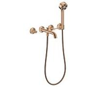 Mitigeur bain/douche 3 trous AXOR hansgrohe One 48444310 encastré, saillie 220 mm, avec douchette à main, avec poignée à levier, or rouge brossé