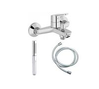 Mitigeur bain-douche Aimé chrome + Douchette Shift Ellipse 2 jets + Flexible lisse anti-torsion 1600