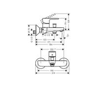 Vernis Blend Mitigeur bain/douche C2 avec cartouche à 2 vitesses, Chrome (71454000)