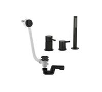 Mitigeur bain douche mécanique sur table Cox noir mat + Vidage remplissage trop plein et bonde clic-clac siphon 90cm PAINI noir mat
