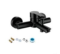 Mitigeur bain/douche mural en acier inoxydable noir | Inverseur à trois voies, interrupteurs de baignoire et douche, interrupteur à tirer, bain à double usage, débit fluide