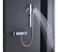 Mitigeur Bain Douche Mural Entraxe 150 avec Sortie de Cascade et Douchette a Main Robinet Baignoire,Chromé