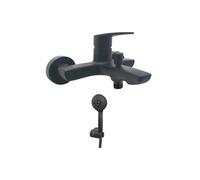 Mitigeur bain douche mural Ruby Noir Mat + Minikit douchette 3 jets rond Ruby