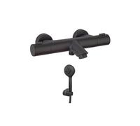 Mitigeur bain douche thermostatique Ruby + Minikit douchette 3 jets rond Ruby Noir mat
