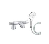 Mitigeur bain-douche thermostatique Simone E25869-CP Chromé avec pommeau Metro signature, flexible et colonnettes