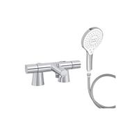 Mitigeur bain-douche thermostatique Simone E25869-CP Chromé - Pommeau Metro signature - Flexible métal 175 cm - Colonnettes rondes