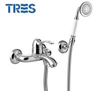 Mitigeur bain Douchette à main anticalcaire avec support orientable chromé - TRES 24217001