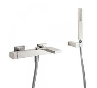 Mitigeur bain Douchette à main anticalcaire avec support orientable et flexible ACIER Slim Colors - TRES 20217001AC