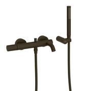 Mitigeur bain Douchette à main anticalcaire avec support orientable Noir métallisé brossé - TRES 26117001KMB