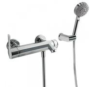 Mitigeur bain douchette à main massage avec support orientable et flexible satin - TRES 181474