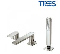 Mitigeur bain sur gorge avec douchette anticalcaire Acier LOFT COLORS - TRES 20016203AC
