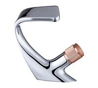 Mitigeur cascade chaude et froide, poignée moletée, salle de bains, robinet de lavabo en laiton noir mat/Chrome