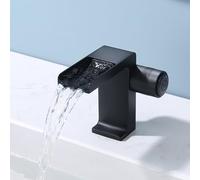 Mitigeur Cascade Lavabo De Sortie Ouverte Robinet Lavabo Salle de Bain avec Poignée De Bouton Robinet Lave Main Monotrou,noir
