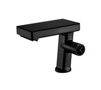 Mitigeur Cascade Lavabo Salle de Bain Poignée a Bouton Montage Sur Plan Robinet Lave Main Eau Chaude et Froide,noir