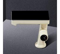 Mitigeur Cascade Lavabo Salle de Bain Poignée a Bouton Montage Sur Plan Robinet Lave Main Eau Chaude et Froide,Blanc Laiteux