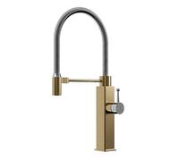 Mitigeur Cuisine 3 Voies Osmoseur Flexible Robinet Inox Poignée Unique Froide et Chaude Eau Purifiée Robinet Evier de Cuisine-Or Brossé + Chromage