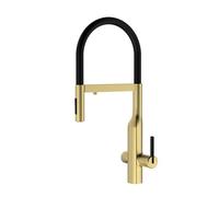 Mitigeur Cuisine 3 Voies Osmoseur Flexible Robinet Rotation Froide et Chaude Eau Purifiée 3 En 1 Laiton Robinet Evier de Cuisine-Or Brossé