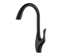 Mitigeur Cuisine avec Douchette Extractible Laiton Double Mode Buse Laiton Eau Chaude et Froide Pivotant Robinet Cuisine Extractible Noir