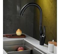 Mitigeur Cuisine avec Douchette Extractible Laiton Eau Froide et Chaude Pivotant Robinet Cuisine Douchette-Noir