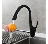 Mitigeur Cuisine avec Douchette Extractible Pivotant Robinet Extractible Cuisine Laiton Eau Froide et Chaude Monotrou-Noir