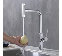 Mitigeur Cuisine avec Douchette Extractible Rotatif Laiton 4 Modes Robinet Cuisine Douchette-Chromé