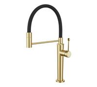 Mitigeur Cuisine avec Douchette Robinet Cuisine Flexible 2 Jets Monocommande Robinet Eau Chaude Eau Froide en Cuivre,Or Brossé