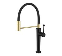 Mitigeur Cuisine avec Douchette Robinet Cuisine Flexible 2 Jets Monocommande Robinet Eau Chaude Eau Froide en Cuivre,noir + Or