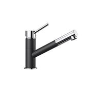 mitigeur cuisine, bec droit orientable 120ø, douchette extractible, blanco kano-s, chromé / anthracite, robinet cartouche cér.