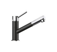 Mitigeur cuisine, bec droit orientable 120ø, douchette extractible, BLANCO KANO-S, chromé / noir, robinetterie cartouche céramique