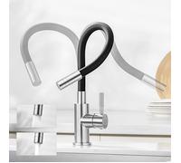 Mitigeur Cuisine CECIPA Noir Flexible avec 2 Jets, Robinet Rabattable 360°