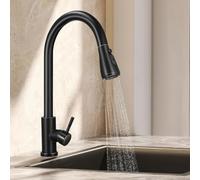 Mitigeur Cuisine Noir avec Douchette Extractible, Bec Pivotant 360° | Eau Chaude et Froide, Double Sortie et Mousseur Nid D’abeille, Flexible Intégré pour Évier et Vaisselle