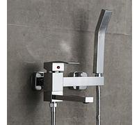 Mitigeur de baignoire/douche mural en laiton moderne - Robinet de baignoire avec douchette à main, flexible de 1,5 m, design à levier unique pour une salle de bain élégante, finition chromée, C